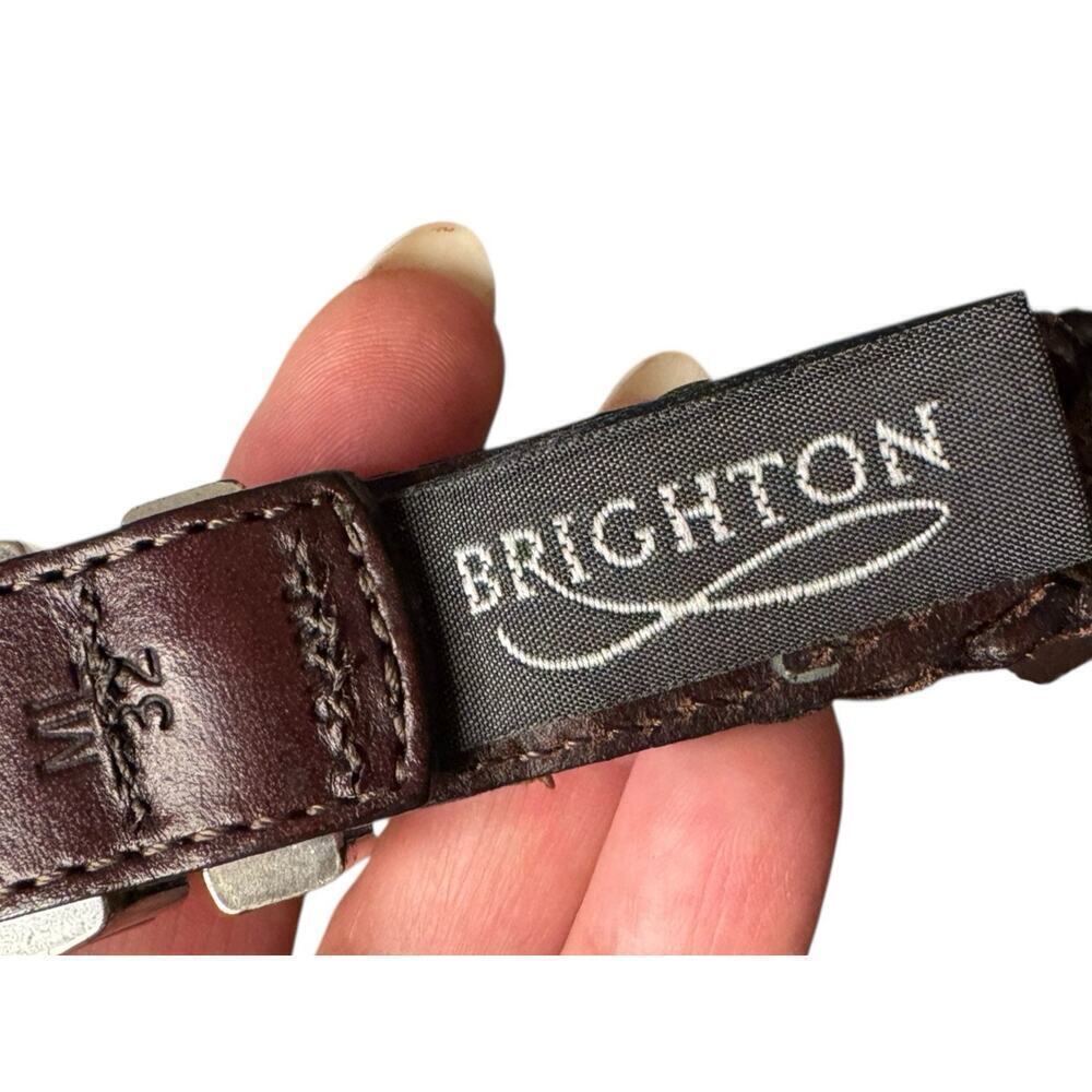 Brighton 2008 Brown Braided Leather Belt Medium/Large 32 Inch Silver Hardware - Picture 3 of 8